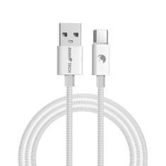 RhinoTech Kábel nejlonfonattal USB-A-USB-C 27W 1M RTACC385, fehér