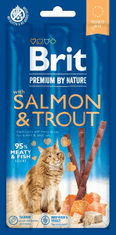 Brit Premium by Nature Macskapálcika lazaccal és pisztránggal - 3 db