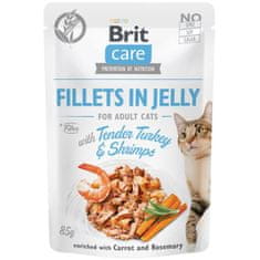 Brit Care Cat kapszula. Zselés filé zsenge pulykával és garnélarákkal 85 g