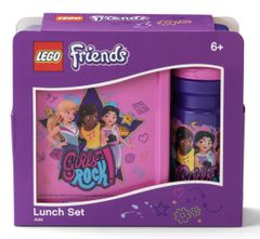 LEGO Snack doboz 20x17,3x7,1cm+palack 390ml,PP+szilikon FRIENDS 2db készlet.
