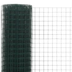 Vidaxl zöld PVC-bevonatú acél csirkeháló drótkerítés 25 x 0,5 m 143632