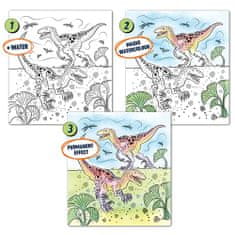 Dino World kifestőkönyv | Dino Világ Akvarell Könyv, Egy ecsettel