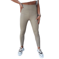 Dstreet Női viaszos, magas derekú leggings WAXED CHIC bézs női leggings uy1561 S