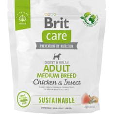 Brit Care Dog Sustainable Adult Medium Breed Csirke+Bogár 1 kg