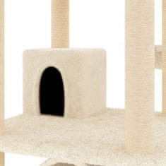 Vidaxl krémszínű macskakaparófa szizál kaparófákkal 141 cm 171747