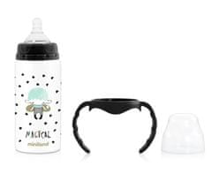 Miniland Baby Rozsdamentes acél termosz Magical cumival, 240ml, fekete-fehér