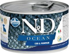 N&D OCEAN kutyakonzervatívok. Tőkehal és sütőtök Puppy Mini 140 g