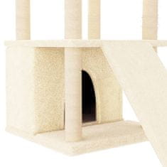 Greatstore krémszínű macskabútor szizál kaparófákkal 133 cm