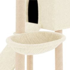Greatstore krémszínű macskabútor szizál kaparófákkal 153 cm
