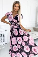 Numoco Női virágos ruha Lisa fekete-rózsaszín Universal