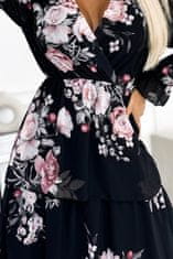 Numoco Női virágos ruha Martina fekete-rózsaszín Universal