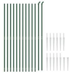 Vidaxl zöld dróthálós kerítés cövekekkel 2,2x25 m 154127