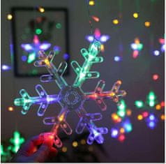 BigBuy 138 LED-es fényfüggöny csillagokkal és hópelyhekkel, kül-, és beltérre egyaránt - 2,5 x 1 m, színes (BB-19742)