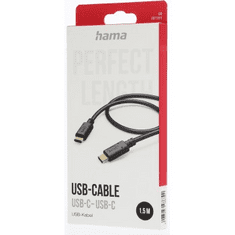 Hama USB-C 2.0 Type-C 1,5 m, fekete