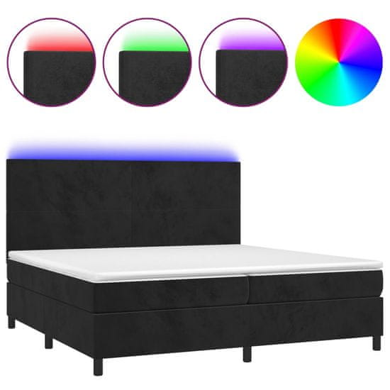 Vidaxl fekete bársony rugós és LED-es ágy matraccal 200x200 cm 3136025