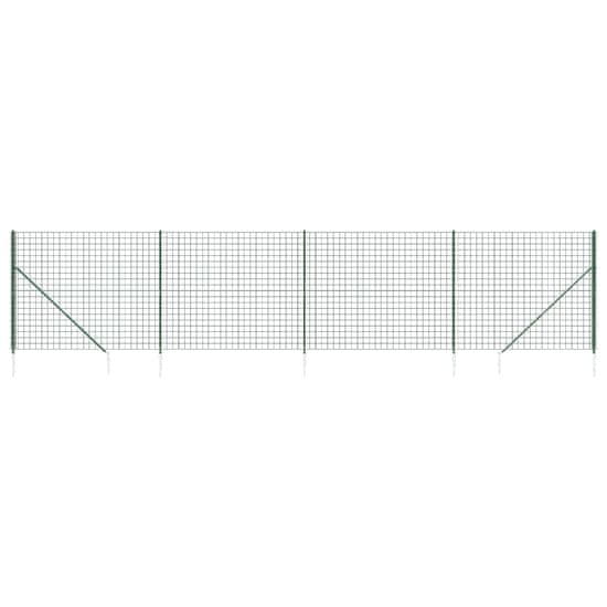 Vidaxl zöld dróthálós kerítés cövekekkel 1,4x10 m 154131