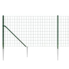 Vidaxl zöld dróthálós kerítés cövekekkel 0,8x25 m 154120