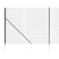 Vidaxl antracitszürke dróthálós kerítés cövekekkel 1,6x25 m 154252