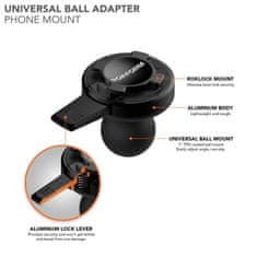 Rokform Univerzális gömb alakú 1" telefon adapter, fekete