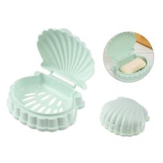 Northix Hordozható szappanpohár - kagyló - műanyag 
