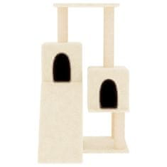 Greatstore krémszínű macskabútor szizál kaparófákkal 82 cm