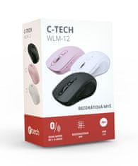 C-Tech WLM-12BK/Ergonomikus/optikai/jobbkezes/vezeték nélküli USB + Bluetooth/fekete