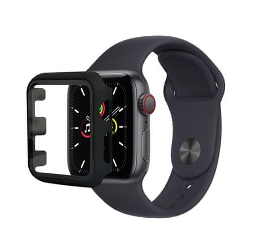 KOMA Védőborítás edzett üveggel az Apple Watch 44 mm-es órájához (Series 4,5,6 és SE), fekete színű