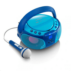 LENCO SCD-650BU hordozható rádiós CD/MP3/USB lejátszó party fénnyel és mikrofonnal kék (SCD-650BU)