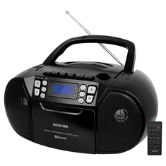 SENCOR SPT 3907 B hordozható Boombox FM rádió CD/BT/MP3/USB/AUX fekete (SPT 3907 B)