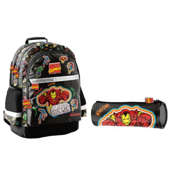 Paso Iskolai szett háromrekeszes hátizsák + Iron Man tolltartó