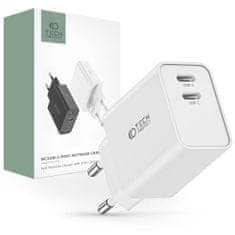 Tech-protect C35W hálózati töltő adapter 2x USB-C PD 35W, fehér