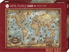 Heye Puzzle Map Art: Világ 2000 darab