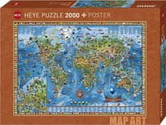 Heye Puzzle Map Art: Csodálatos világ 2000 darab