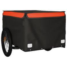 Vidaxl fekete-narancssárga vas kerékpár-utánfutó 45 kg 94089