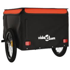 Vidaxl fekete-narancssárga vas kerékpár-utánfutó 45 kg 94089