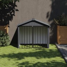 Greatstore fekete horganyzott acél kutyakennel tetővel 117x103x102 cm