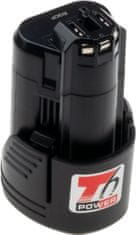 T6 power Akkumulátor Würth S10-A Power készülékhez, Li-Ion, 10,8 V, 2000 mAh (22 Wh), fekete