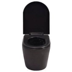 Vidaxl fekete falra szerelhető kerámia WC rejtett öblítőtartállyal 3054477