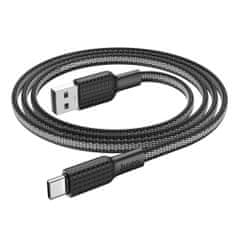 TKG Kábel: HOCO X69 - USB / Type-C (USB-C) fekete szövet gyorstöltő kábel 1m, 3A