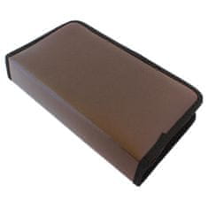 Northix CD case - 80 slices - brown - organic leather 