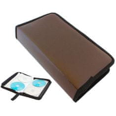 Northix CD case - 80 slices - brown - organic leather 