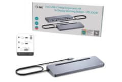 I-TEC USB-C fém, ergonomikus, 3x 4K kijelző dokkolóállomás, Power Delivery 100 W