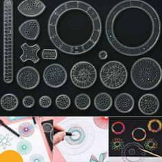 JOJOY® Kreatív rajzkészlet gyerekeknek, 27 darabos ,geometrikus spirografák - SPIROART
