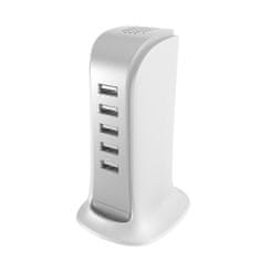 TKG Hálózati töltő: DUDAO A5EU - 5 USB porttal, univerzális hálózati töltő, fehér, 5A