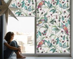 COLORAY.HU Sötétítő roló ablakra Kék levelek és színes madarak Redőny fényerő 60x140 cm