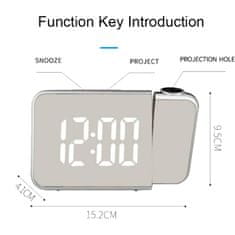 MeryStyle Projektoros Tükrös Digitális Led ébresztő Óra, naptár és hőmérséklet funkcióval - DS-8590L