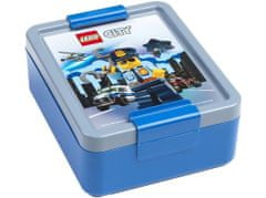 LEGO Snack doboz 20x17,3x7,1cm+palack 390ml,PP+szilikon CITY készlet 2db.