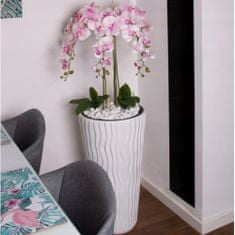 botle Rózsaszín mesterséges orchidea kaszkád csokor nagy fehér cserépben Otthoni iroda dekoráció kb. 130 cm magas