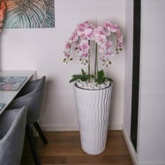 botle Rózsaszín mesterséges orchidea kaszkád csokor nagy fehér cserépben Otthoni iroda dekoráció kb. 130 cm magas