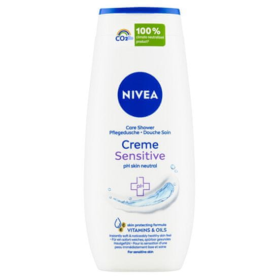 Nivea Ápoló tusfürdő Creme Sensitive (Care Shower Gel) 250 ml